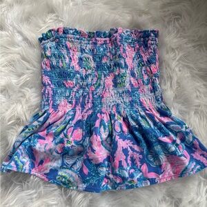 Lilly Pulitzer Blue and Pink Floral Mini Skirt